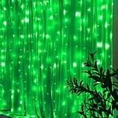 お買い得  プラグイン式電源-屋外クリスマスウィンドウライト 3x3m-300led プラグイン 8 モードカーテンライト 9 色リモートコントロールウィンドウ壁掛けライト クリスマスの装飾のための暖かい白 rgb 寝室の結婚式のパーティーガーデン屋内