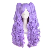 cheap Party Wigs-Wavy Blonde Ponytail Wig for Jean Cosplay Game Princess Golden Anime Hair Wigs with Pigtails Bangs Halloween Wigs