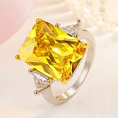 cheap Rings-Ring Wedding Geometrical White Yellow Rosy Pink Copper Rhinestone Stylish Simple Luxury 1pc / Women&#039;s / One Earring