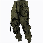お買い得  スウェットパンツ-男性用 スウェットパンツ ジョガー ズボン ドローストリング サイドポケット 弾性ウエスト グラフィック 履き心地よい 高通気性 スポーツ・アウトドア カジュアル 日常 コットン混 テリー ストリートファッション デザイナー アーミーグリーン ブルー マイクロエラスティック