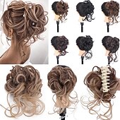 economico Chignon-commercio estero fibra chimica sintetica lazy catch clip capelli anello bocciolo di fiore testa a sfera ragazza naturale soffice barba lunga moda parrucca