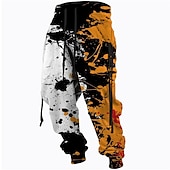 preiswerte Sweatpants-Herren Jogginghose Trainingshose Jogginghose Jogger Hose Hosen Kordelzug Seitentaschen Elastische Taille Farbblock Grafik-Drucke Komfort Atmungsaktiv Sports Outdoor Casual Täglich Baumwollmischung