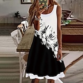 cheap Floral Dress-Women&#039;s Mini Dress Casual Dress Petite Dress T Shirt Dress Tee Dress Shift Dress Elegant Vintage Outdoor Vacation Holiday Regular Fit Floral Sleeveless Crew Neck White Pink Red Purple