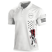 preiswerte Sport-Herren Poloshirt Golfhemd Umlegekragen Modisch Brautkleider schlicht Komfortabel Kurzarm Schwarz Weiß Armeegrün Marineblau Dunkelgrün Grau Stern 3D-Druck Umlegekragen Strasse Täglich 3D Button-Down