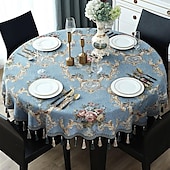 cheap Tablecloth-Round Tablecloth Farmhouse Table Cloth Spring Tablecloth Round Outdoor Cloth Table Cover Oval Rectangle For Picnic,Wedding,Dining,Easter,Kitchen