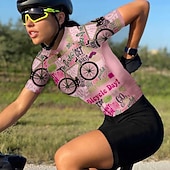 abordables Maillots de mujer-Mujer Maillot de Ciclismo Graphic Estampado Letra y Número Manga Corta Bicicleta Maillot Camiseta con 3 bolsillos traseros MTB Bicicleta Montaña Ciclismo Carretera Secado rápido Suave Bandas