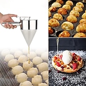 economico Attrezzatura da bar-imbuto a pistone in acciaio inox con supporto imbuto dosatore panna per cupcake al cioccolato strumento palline di polpo utensili da cucina