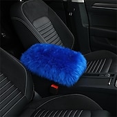 abordables Reposacabezas para coche-Funda de Consola Central de Auto Universal Funda de Apoyabrazos de Piel de oveja de cuero genuino Protector Esponjoso