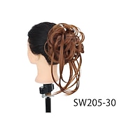 cheap Ponytails-Messy Bun Hair Piece Super Long Tousled Updo Hair Bun Extensions Wavy Hair Wrap Ponytail Hairpieces Hair Scrunchies with Elastic Hair Band for Women Girls