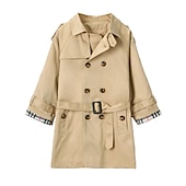 voordelige Bovenkleding-Kinderen Uniseks Trenchcoat Jas Lange mouw Zwart Khaki Effen Zak Herfst Winter Actief Formeel 2-12 jaar