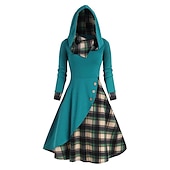 Damskie Sukienka midi Sukienka w kratę Codzienne sukienki Sukienka ołówkowa Moda Zimowe ubranie Urlop Codzienny Luźna Kratka Kolorowy blok Długi rękaw Kaptur Czarny Czerwony Wiosna Jesień Zima tanie Sukienki koszulowe-Damskie Sukienka midi Sukienka w kratę Codzienne sukienki Sukienka ołówkowa Moda Zimowe ubranie Urlop Codzienny Luźna Kratka Kolorowy blok Długi rękaw Kaptur Czarny Czerwony Wiosna Jesień Zima