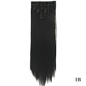 levne Clip in Extensions-yaki rovné syntetické vlasy 24 palcové prodloužení vlasů clip in / na 1ks / balení hladké dámské dívčí