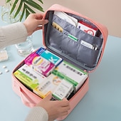 abordables almacenamiento de equipaje y viajes-Caja de medicina gruesa de gran capacidad, bolsa de medicina familiar, bolsa de almacenamiento portátil, caja artística de tela, caja de medicina en capas multifuncional