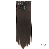 levne Clip in Extensions-yaki rovné syntetické vlasy 24 palcové prodloužení vlasů clip in / na 1ks / balení hladké dámské dívčí