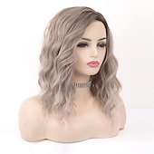tanie Peruki syntetyczne modne-natalie portman peruka ombre krótkie kręcone peruki włosy syntetyczne popiół blond peruka ombre brązowe peruki dla kobiet najlepsze bezklejowe blond peruki z częścią boczną mieszane blond peruki