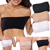 baratos Sutiãs-sutiã bandeau sem costura plus size sem alças sutiã tubo superior elástico com almofadas removíveis para roupas femininas para casa