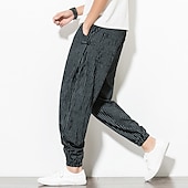 levne Domov-Pánské Tepláky Běžec Kalhoty Letní kalhoty Plážové kalhoty Šňůrky Elastický pas Proužek Pohodlné Prodyšné Ležérní Denní Streetwear Směs bavlny Sportovní Módní Černá Bílá Lehce elastické
