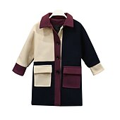 cheap Girl&#039;s Trench Coats-Girls&#039; 3D Kids Winter Jacket Color Block Coat Long Sleeve Spring Fall Active Adorable Kids 3-12 Years Regular Fit