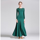 voordelige Ballroom danskleding-Ballroomdansen Kleding Pure Kleur Tule Dames Prestatie Opleiding Lange mouw Polyester