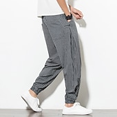 levne Domov-Pánské Tepláky Běžec Kalhoty Letní kalhoty Plážové kalhoty Šňůrky Elastický pas Proužek Pohodlné Prodyšné Ležérní Denní Streetwear Směs bavlny Sportovní Módní Černá Bílá Lehce elastické