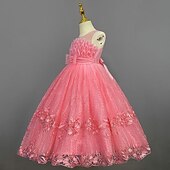 abordables Robes à Fleurs pour Filles-Enfants Fille Robe de demoiselle d&#039;honneur Robe Couleur Pleine Sans Manches Utilisation Mariage Soirée Princesse Doux Coton Maxi Robe de princesse rose Robe Trapèze Robe de demoiselle d&#039;honneur Et