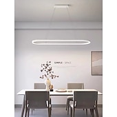 economico Luci Isola cucina-Lampada a sospensione a led 1 luce 70c/90m 40w design ovale rettangolo alluminio finiture verniciate nere lampada moderna per sala da pranzo ristorante bar 110-240v solo dimmerabile con telecomando