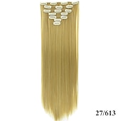 levne Clip in Extensions-yaki rovné syntetické vlasy 24 palcové prodloužení vlasů clip in / na 1ks / balení hladké dámské dívčí