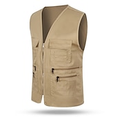 cheap Men&#039;s Vest-Men&#039;s Vest Gilet Fishing Vest Hiking Vest Sleeveless Vest Gilet Jacket Outdoor Holiday Streetwear Chic &amp; Modern Summer Spring Pocket Quick Dry Polyester Breathable Pure Color Zipper V Neck Regular Fit