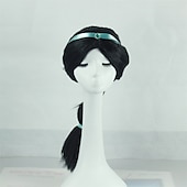 abordables Perruques de personnages de films-perruque princesse du désert femme perruque synthétique standard ondulée avec frange perruque très longue a29 cheveux synthétiques femme douce facile à porter mode blonde rose rouge perruques de