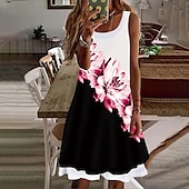 cheap Floral Dress-Women&#039;s Mini Dress Casual Dress Petite Dress T Shirt Dress Tee Dress Shift Dress Elegant Vintage Outdoor Vacation Holiday Regular Fit Floral Sleeveless Crew Neck White Pink Red Purple
