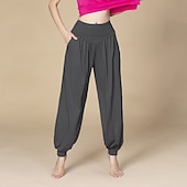 voordelige wijde pijpen en hoge taille-Dames Yogabroek Zijzakken Breed Been Harem Hoge taille Sportschooltraining Hardlopen Fitness Broeken Knickerbockers (dames) Kleding Onderlichaam Zwart Wit Bordeaux Katoen Modaal Herfst Winter Sport