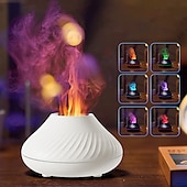 billiga luftfuktare-vulkan luftfuktare aromadiffusor eterisk oljelampa 130ml usb portabel luftfuktare med 7 färger flamma nattljus