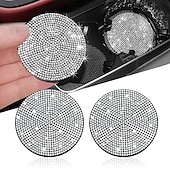 cheap Car Organizers-2pcs Bling Car Cup Holder Coaster 2.75 inch Anti-Slip Shockproof Universal Fashion Vehicle Car Coasters Insert Bling Rhinestone Auto Automotive Interior Accessories for Women