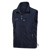 cheap Men&#039;s Vest-Men&#039;s Vest Gilet Fishing Vest Hiking Vest Sleeveless Vest Gilet Jacket Outdoor Holiday Streetwear Chic &amp; Modern Summer Spring Pocket Quick Dry Polyester / Cotton Breathable Pure Color Zipper Stand