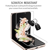 olcso Samsung-képernyővédők-[2+2 csomag] Képernyővédő fólia + kamera lencsevédő fólia Kompatibilitás Samsung Galaxy Z-átfordítás 7 Z Flip 6 Z Flip 5 Z Flip 4 Z Flip 3 TPU hidrogél 9H erősség Magától gyógyuló Anti Bubbles