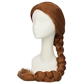 voordelige Pruiken van filmkarakters-Shrek prinses Fiona pruiken ultra-lange bruine vlecht pruik cosplay accessoire coslive Halloween pruiken