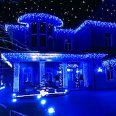 olcso Hálózatra csatlakoztatható elektronika-karácsonyi jégcsap fények kültéri dekoráció 10m 400 led 8 szín 8 mód vízálló meleg fehér fehér rgb 80 csepp karácsonyi eu dugj us plug uk plug au plug