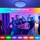 abordables Luces de techo regulables-rgbcw a todo color atenuación inteligente y combinación de colores lámpara de techo del dormitorio 24w wifi aplicación de graffiti lámpara de techo de voz bluetooth se puede programar 2.4g se puede