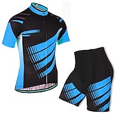cheap Men&#039;s Clothing Sets-Men&#039;s Short Sleeve Cycling Jersey with Bib Shorts Blue Bike 3D Pad Breathable Quick Dry Sports Graphic Clothing Apparel