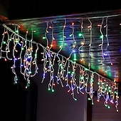 olcso Hálózatra csatlakoztatható elektronika-karácsonyi jégcsap fények kültéri dekoráció 10m 400 led 8 szín 8 mód vízálló meleg fehér fehér rgb 80 csepp karácsonyi eu dugj us plug uk plug au plug