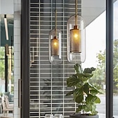 cheap Island Lights-30 cm Single Design Pendant Light LED Modern Nordic Style Glass Cylinder Electroplated Lsland Lights Shops / Cafes Dining Room Lights Gift for Family Friends 110-120V 220-240V