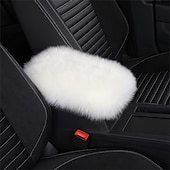 abordables Reposacabezas para coche-Funda de Consola Central de Auto Universal Funda de Apoyabrazos de Piel de oveja de cuero genuino Protector Esponjoso
