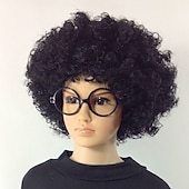 billige Karnevalsparykker-Fans Parykk Farge Cosplay Parykk Burlesque Klovn Det Yaki Afro Krøllete Bob Parykk Medium Lengde Beige Syntetisk Hår Barns Cosplay Kreativ Morsom Rød Karneval Festival Halloween Parykker