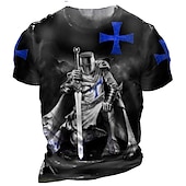 tanie Koszulki z wiarą-Męskie Dla obu płci Krzyż templariuszy Wzory graficzne Soldier Podkoszulek przetarta koszulka Krótki rękaw Podkoszulek Druk 3D Półgolf Koszula Sport Designerskie Codzienny Na zewnątrz Ulica Codzienny