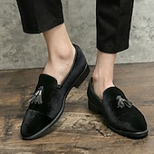 abordables Semi-formel-mocassins en velours vert pour hommes avec détails à pompons – chaussures élégantes à enfiler pour événements formels, mariages et fêtes