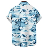 billiga Tropiska växter-Herr Blommig Leopard Landskap Skjorta Hawaii skjorta Aloha skjorta Kort ärm Skjorta Nedvikt Mode Designer Ledigt Utomhus Gata Ledigt Vit Gul Marinblå 3D-tryck S M L