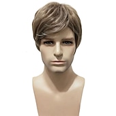 levne Párty paruky-tichý kopec 2 pánská blond paruka krátká rovná blond paruka mužské blond vlasy tepelně odolné syntetické denní nošení paruka přijít karnevalová paruka
