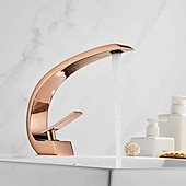 economico Classici-Rubinetto miscelatore lavabo bagno in ottone, rubinetti lavabo monoforo monocomando argentato rubinetto bagno finitura cromata con acqua calda e fredda