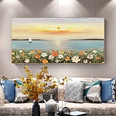 abordables Pinturas de paisajes-Mintura hecho a mano textura gruesa flores paisaje pintura al óleo sobre lienzo arte de la pared decoración cuadro abstracto moderno para la decoración del hogar enrollado sin marco pintura sin
