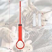 お買い得  犬用ボウル＆フィーダー-小動物を養うための2個の猫ピルシューターピルディスペンサー犬ピルピルガンペットタブレットシリンジプッシャーソフトチップペット薬フィーダー（赤）